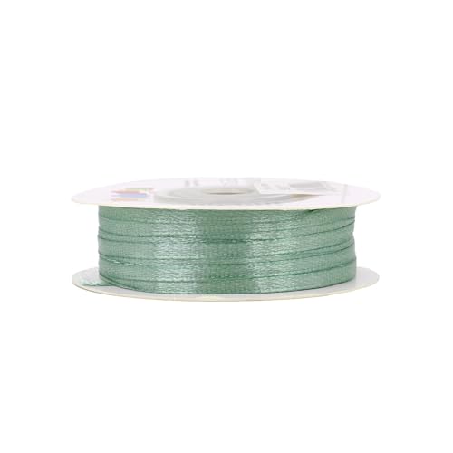 Satinband 3mm x 50m Rolle - FARBAUSWAHL in 3/6/12/18/25/38/50/75/100mm - farbecht & waschbar - Schleifenband für Hochzeit - Geschenkband zum Verpacken Dekorieren Basteln - Eukalyptus 509
