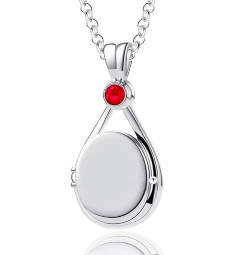 Aidenn h2o plötzlich meerjungfrau kette Halskette mit Mermaid Melody Rote Zirkon Medaillon Anhänger, Personalisierte Amulett für Bilder Geschenk für Frauen Teenager Mädchen