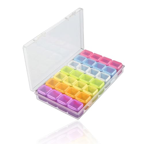 LZYDKH Diamond Painting Aufbewahrungsbox, 28 Compartments Perlenbox Farbe 5D Diamant Painting Aufbewahrung Stickerei Box für Nail Art Strass Schmuck DIY Behälter