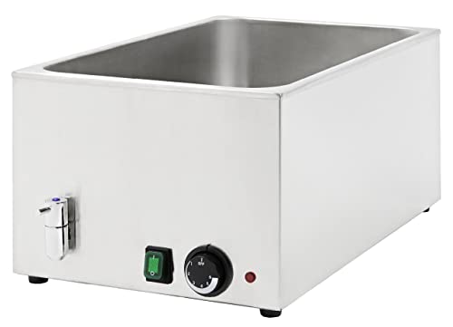 METRO Professional Bain Marie GBM1150 aus Edelstahl, 24 L, Speisenwärmer Wasserbad für GN 1/1 Behälter, Temperaturbereich bis 90°C, Heizfunktionsanzeige, Aufheizzeit: 34 min, 1200 W, 230 V, Silber