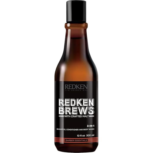 Redken Brews 3-in-1 Shampoo für Männer, All-in-one: Shampoo, Conditioner und Duschgel, Pflege für softe Haut und gepflegtes Haar, für alle Haut- & Haartypen, 300 ml