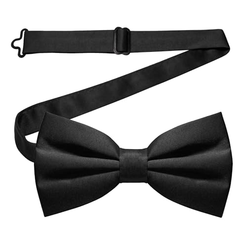 Keyoung Fliege Herren Schwarz, Klassische Einfarbig Fliegen für Männer Smoking-Fliege formelle mit Hakenverschluß und Verstellbare Halsfliege Vorgebundene Fliege für Herren Bow Tie für Hochzeit Party