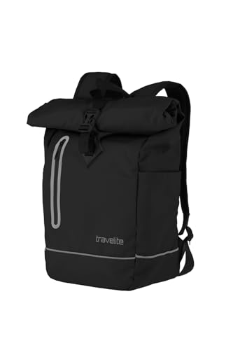 Travelite Rolltop Rucksack wasserfest, Fahrradrucksack, Freizeitrucksack mit Rolltop Verschluss & Reflektoren, BASICS, 48 cm, 19 Liter