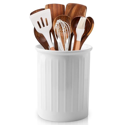 WANDGU Küchenutensilienhalter Keramik: 13.4 x 9.8 cm Porzellan Utensilienhalter Küche, Glänzend Glasierte Oberfläche, Behälter für küchenutensilien zum Organisieren von Schubladen und Arbeitsplatten
