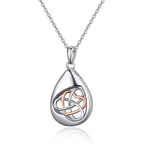 TANGPOET Asche Halskette 925 Sterling Silber Urnenhalskette für Asche Keltischer Knoten Denkmal Feuerbestattung Schmuck Asche Andenken Anhänger Halskette für Mama Papa Frauen Männer Damen