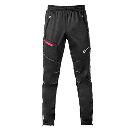 ROCKBROS Lange Hose Sporthose Winter Fahrradhose für Herren Damen mit Fleecefutter, Schwarz, M-4XL