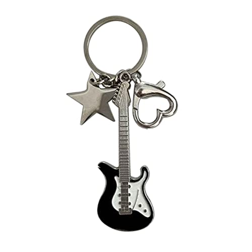 WaTudouYe Y2k Gitarre Pentagram Stern Schlüsselanhänger für Woweet Cool Trend Mode Anhänger Schlüsselanhänger Vintage Ästhetische Accessoires Geschenk