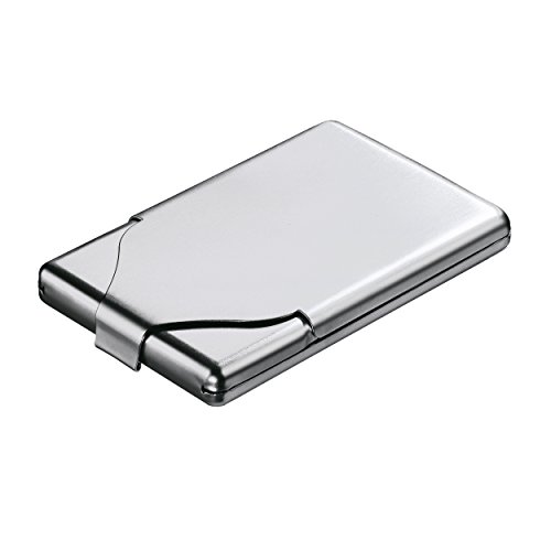 Zigarettenetui metall Zigarettenbox klein flach aufklappbar matt silber mit Taschenspiegel für Damen und Herren 7 Zigaretten Cigarette Case aus Edelstahl