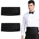 RELKLYU 2 Stücke Herren Taillensiegel, Kleid Taillenversiegel, Anzugzubehör, Schwarze Satin -Taillensiegel, Party -Kleidungszubehör.