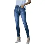 SCBFDI 80Er Kostüm Damen Jeans Damen Stretch Lackhose Damen Jeans Mädchen 140 Mom Jeans Damen Curvy Damen Jeans Gerades Bein Jeans Damen mit Löchern 80Er Jahre Outfit Damen High Blau S