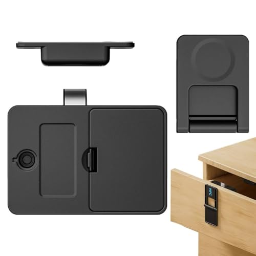 Elektronisches Schrankschloss, Smart NFC Schubladenschloss mit mehreren Zugangsmöglichkeiten, Schrank Kleiderschrank schlüsselloses Schloss ohne Bohren, Schwarz