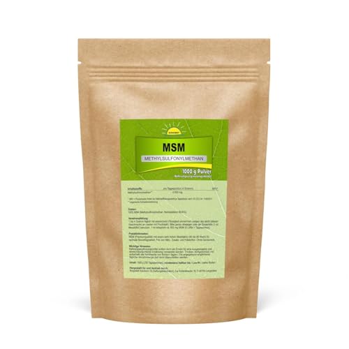 MSM, 1 kg Pulver im Beutel, Premiumqualität (99,95% Reinheitsgrad, 60-80 Mesh), ohne Siliziumdioxid, ohne DMSO-Rückstände, Bonemis®