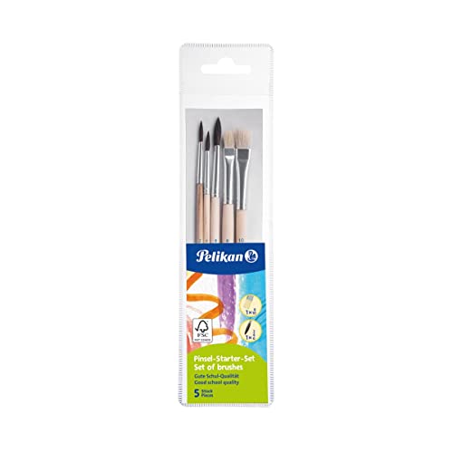 Pelikan 718163 - Pinsel Starterset (3 Haarpinsel, 2 Borstenpinsel)