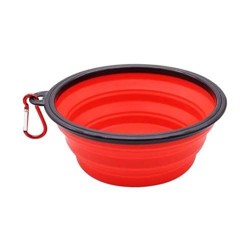 Faltbarer Silikon-Futternapf für Hunde, Outdoor, Camping, Reisen, tragbare Schüssel, Scheibe, Frisbee, Bergschnalle, Haustierbedarf (rot, 1500 ml)