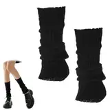 Schwarze Stulpen Mädchen, Stulpen Mädchen Schwarz Gestrickt Beinwärmer, Stulpen Ballett Damen, Schwarze Ballett Stulpen, Warme Beinstulpen für Damen, Legwarmers Knöchelwärmer für Frauen, Ballett, Yoga