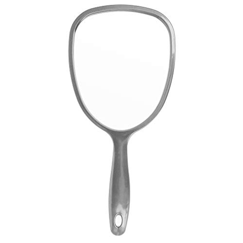 PARSA Beauty Handspiegel oval 14,5 x 11,5 cm (Anthrazit) – Handspiegel mit Griff in ergonomischem Design – praktischer Hand Mirror – Rasierspiegel – Schminkspiegel für Haare Gesichtspflege