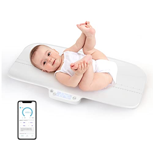 COSTWAY Babywaage Digtal, multifunktionale Bluetooth Kinderwaage bis 30kg Tragkraft, Säuglingswaage Stillwaage Tierwagge mit 4 Messmodi, Gewichts- und Höhenskala, Tara-und Haltefunktion