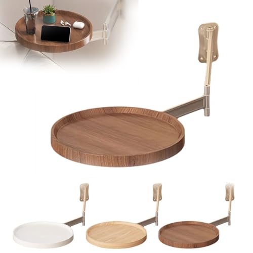 Klapptisch zur Wandmontage, kleines rundes Tablett, Holzklappbarer Wandschreibtisch mit einziehbarem Regal, ausklappbares Design, Nachttisch, zusammenklappbarer Couchtisch, Klapp-Wandschreibtisch für