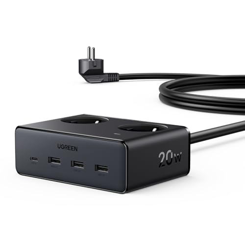 UGREEN Nexode 6-in-1 Mehrfachsteckdose mit USB, Steckdosenleiste Überspannungsschutz, 3680W Max Mehrfachstecker mit 1.5m Verlängerungskabel, kompatible mit iPhone 14/15/16 Pro,iPad Pro/Mini