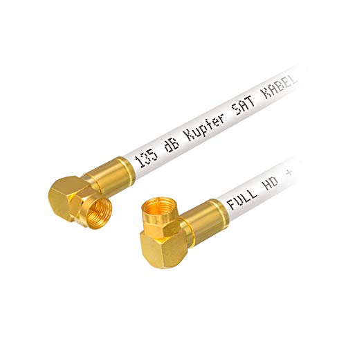 5m HB-DIGITAL HDTV reines Kupfer SAT Antennenkabel 5-Fach geschirmt max 135dB RG6 Koax 2X 90° Grad Winkel-Kompressionsstecker VERGOLDET Koaxial Kabel 1080p Full HD 3D UHD Ultra 4K F-Stecker weiß