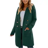 KDEIHT Wollmantel Damen Winter Wintermantel Lange Wolljacke Warme Mantel Elegant Winterjacke mit Reverskragen Jacke Wolle Trenchcoat Doppelreihig Hemdjacke Freizeit Winterparka Langarm Outdoorjacke