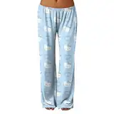 Herbst Winter Herren Pyjamahose Lässig Nach Hause Herbst Hose Damen Cute Anime Cartoon Pyjamahose Couple Weich Pyjamahose Kawaii Türkis S Pyjama Damen Winter Pyjamas Schlafanzug Damen Hosen Lang