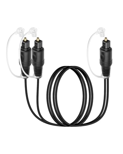 GELRHONR 1 in 2 Out Digital Optical Audio Splitter Kabel, 1 Stecker auf 2 Stecker Toslink Fiber Splitter für TV, DVD, HDT, Soundbar, Verstärker(1M/3.28Ft)