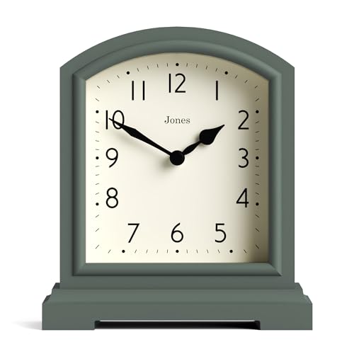 JONES CLOCKS® Tavern Kaminuhr | Traditionelles/Klassisches Design | Schlafzimmeruhr | Wohnzimmeruhr | Bürouhr | Kaminuhr | Tischuhr | Regaluhr | Kleine Uhr (Grün)