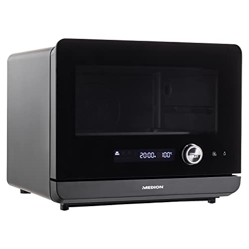 MEDION Dampfbackofen (Dampfgarofen, 2.150 Watt Dampfleistung, 1.500 Watt Heißluftleistung, freistehend, Wassertank, LED Display, Auftaufunktion, 40 Automatikprogramme, 35°C - 230°C, MD10450)