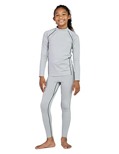 LAPASA Sport Thermounterwäsche Set für Mädchen, atmungsaktive Thermounterhemd und Thermo Leggings, Funktionsunterwäsche Sets für Kinder 4-13 Jahre (Thermoflux G18), Hellgrau meliert. 13 Jahre