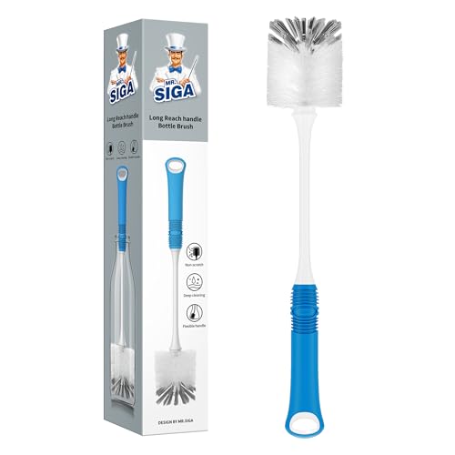 MR.SIGA Reinigungsbürste mit langem Griff Tassenbürste Flaschenbürste Bürste für Gläser Spülbürste Tüllenbürste mit Nylonborsten, 1er Pack
