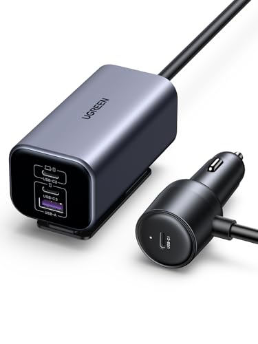 UGREEN 150W GaN Zigarettenanzünder USB PD3.1 Auto ladegerät USB C 4-Port Zigarettenanzünder Verteiler kompatibel mit MacBook Pro/Air, iPhone 16/16 Pro/16 Pro Max/15/14, iPad Pro, Galaxy S24, usw.