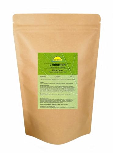 L-Ornithin (Aminosäure), vegan, hochreine Premiumqualität ohne Zusatzstoffe, 250 g im Beutel, Bonemis® (2er Pack)