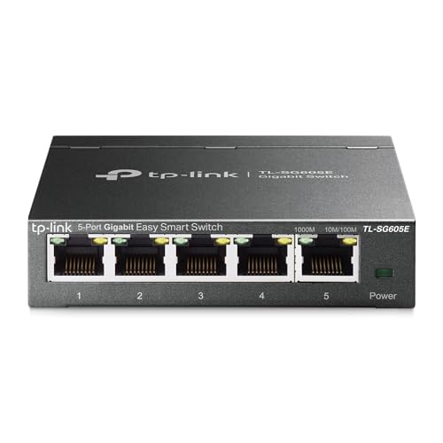 TP-Link TL-SG605E 5-Ports Gigabit Easy Smart Managed Netzwerk Switch(Plug-and-Play,Metallgehäuse, QoS, IGMP-Snooping,VLAN, zentrales Management, energieeffizient)