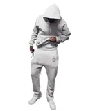 ORANDESIGNE Herren Tracksuit 2 Piece Unisex Damen Trainingsanzug Y2K Hip Hop Streetwear Hoodie Sportanzug Sporthose Buchstaben Druck Lose Sweatshirt A Grau S