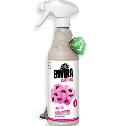 Envira Motten Abwehrspray 500 ml - Spray mit Langzeitiger Fernhaltewirkung gegen Motten, Kleidermotten & Lebensmittelmotten - Mottenschutz für Kleiderschrank - Schutz vor Motten in der Wohnung (PT19)