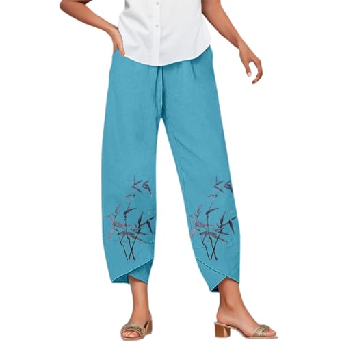 Stretch-Arbeitshose für Damen, elastische Taille, Sport, Dressy, Interview, Fußball, schmale Passform, normale Passform, Yoga, Jogger, Leinen, Kordelzug, lässig für Frauen, himmelblau, XL