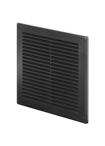 Awenta 200x200 mm Schwarz Lüftungsabdeckung – flache, quadratische Lüftungsschlitze – Integrierter Insektenschutz – HVAC lüftungsgitter Lüftungsöffnungen für Badezimmer, Heimbüro klimaanlage abdeckung
