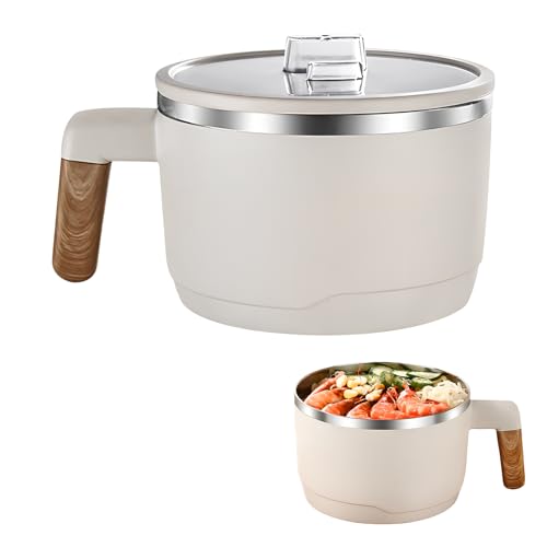 Dewocke 1200ML Ramenschüssel mit Anti-Scald-Griff und Deckel, Ramenschüssel Instant, Rostfreier Stahl Ramen Bowl Schüssel, Doppelt Isolierter Versiegelt Nudelschale fur Suppe Nudeln Knödel Salate