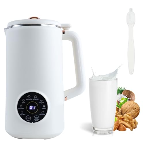 Multifunktionaler Sojamilchbereiter 304 Edelstahl, Pflanzenmilchbereiter Berührbarer LED Bildschirm, 600 W Motorleistung Smoothie Maker 10 Klingen (1000 ml), für Pflanzenmilch, Sojamilch, Smoothie