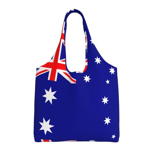 WBQLSL Bedruckte Canvas-Tasche mit australischer Flagge, geeignet für Einkaufstaschen, modische Damentaschen