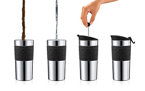 Bodum TRAVEL PRESS Kaffeebereiter (French Press System, Doppelwandig, 0,35 liters) schwarz