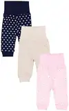 TupTam Baby Mädchen Lange Pumphose 3er Pack, Farbe: Herzen Dunkelblau/Bärchen Rosa/Beige, Größe: 80