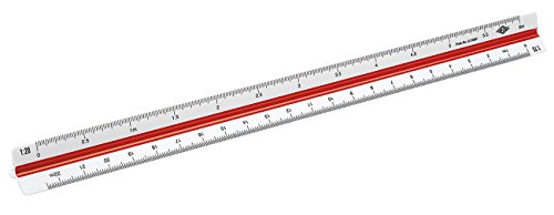 Wedo 5255001 Dreikantmaßstab (Architekt 1, aus Kunststoff, 30 cm, Skalierung 1:20, 1:25, 1:50, 1:75, 1:100, 1:125) weiß