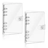 2 Stück Ringbuch A6 Ring Binder, Transparente Loose Binder Wasserdicht Ringbuch Ordner A6, Nachfüllbares Ringordner mit Druckknopf Notebook Schutz für Büro Schule Journal Buch