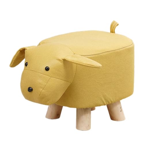 Milageto Tierhocker Sofa Teehocker Holzaufbewahrung Tragbarer multifunktionaler Kinderhocker aus Holz Elefant Bank für Dekor Schlafzimmer Spielzimmer, Gelber Hund