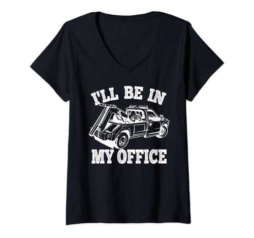 Damen I'll Be in My Office Pannenwagen Männer Pannenwagen T-Shirt mit V-Ausschnitt