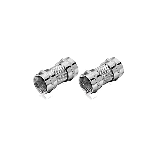 conecto F-Verbinder, F-Kupplung, F-Stecker auf, Adapter zur Verlängerung von Antennen-Kabel/Koaxial-Kabel, 2er Set, SA-CC50825-SET2, Nickel