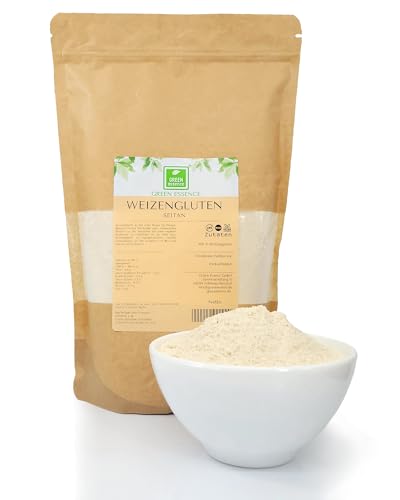 Weizengluten von der Grünen Essenz - veganer Fleischersatz - Seitan Basis Pulver - Weizenkleber low carb - natürliches Verdickungsmittel - rein pflanzlich - Weizeneiweiß
