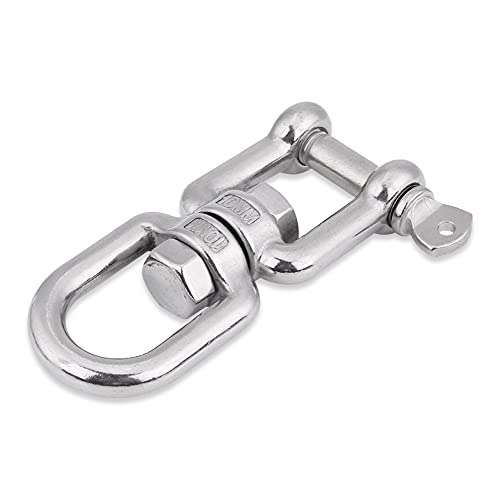 KIMISS Edelstahl Jaw Swivel Snap, Schnappschäkel Schwerlast 304 Edelstahl Swivel Ring Snap Rollen Schäkel Gerät(10mm)